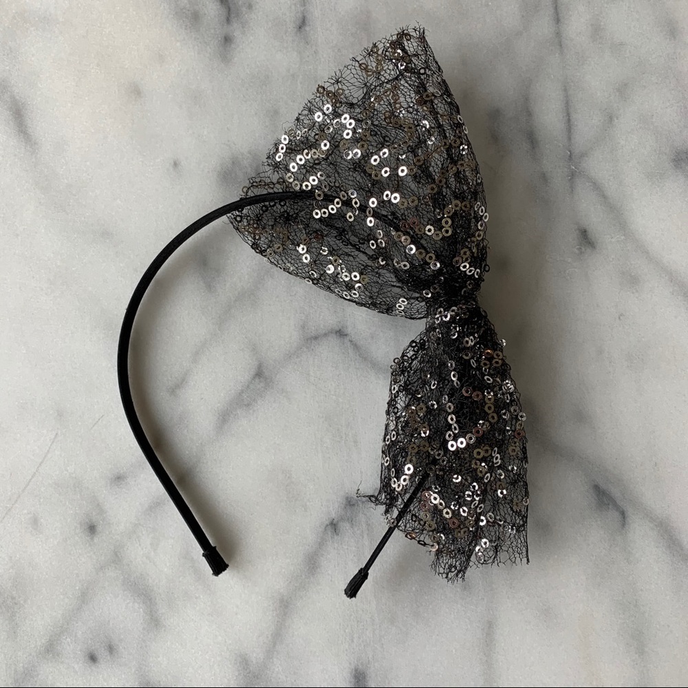 Sequined Mesh Bow Headband